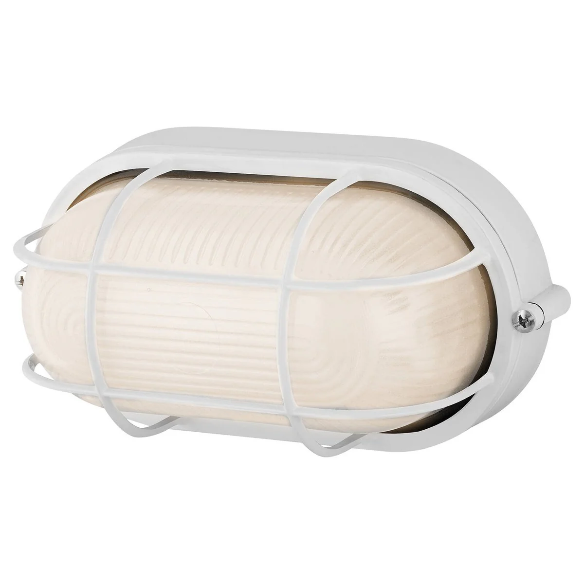 Arlec White Oval Caged Bunker Light - 1 x 60W E27 - Weather Resistant - Image 2