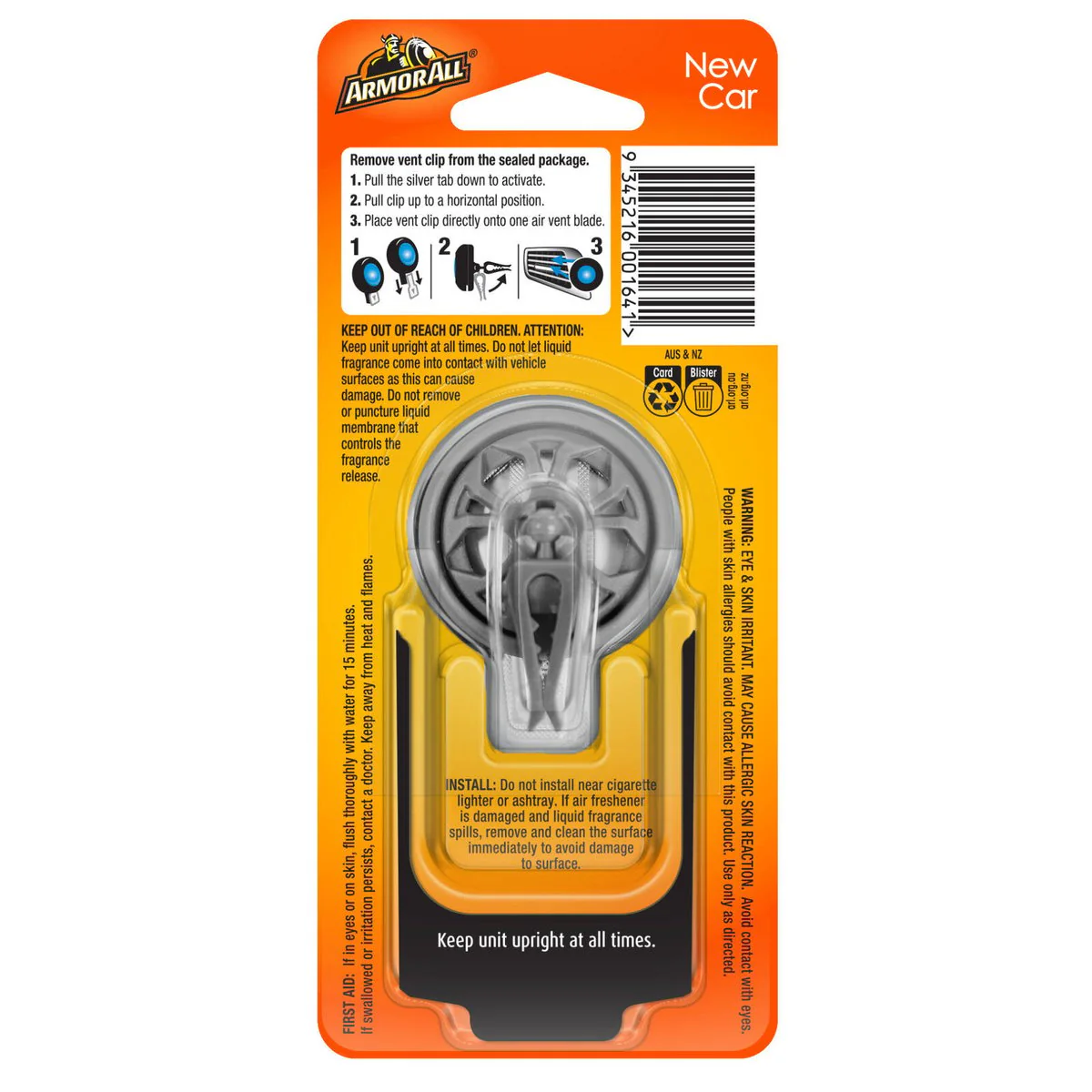ArmorAll Membrane Clip Car Air Freshener New Car - 1 Pack - 76.2mm x 191mm - Odour Elimination - Image 2