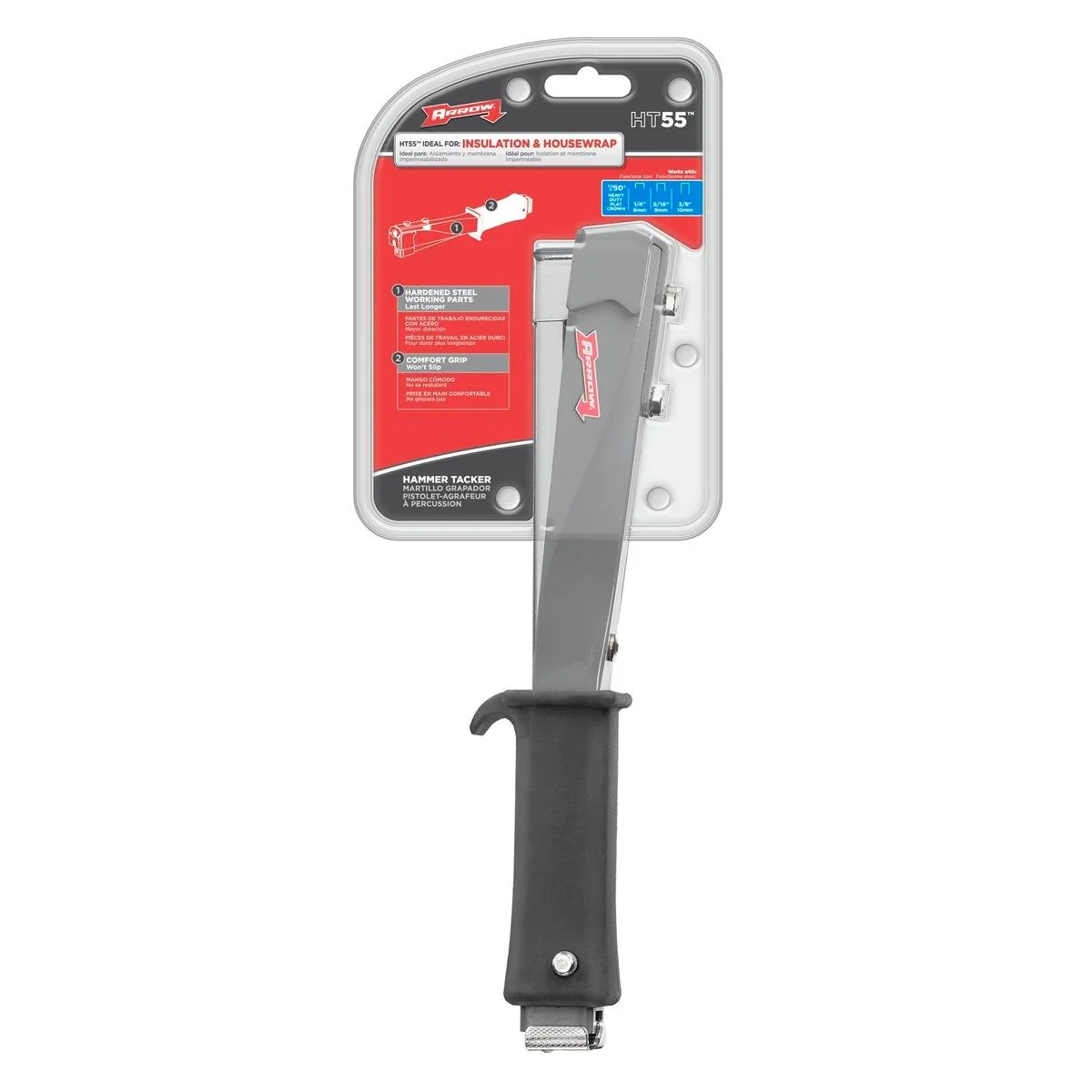 Arrow HT55 Hammer Tacker - Heavy-Duty Steel - 1kg - Grey/Black