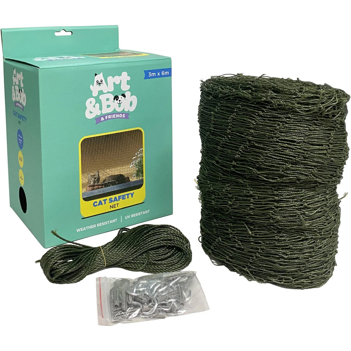 Art Bob Cat Safety Net 3000x6000mm - Weather & UV Resistant - Bite-Resistant