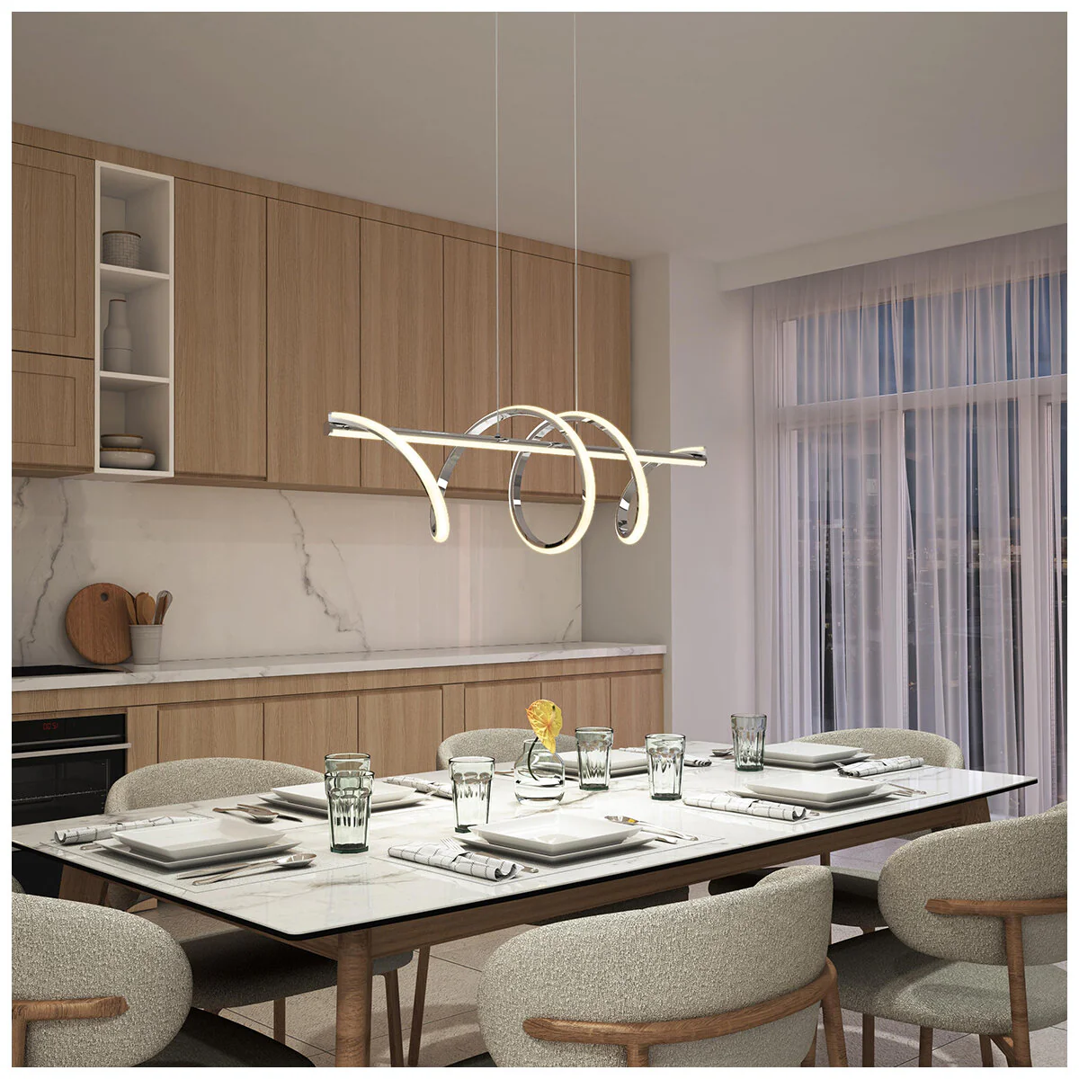 Artika Coda LED Pendant Chrome 5CCT Adjustable PDT-CDA5C-C6CH - Image 2