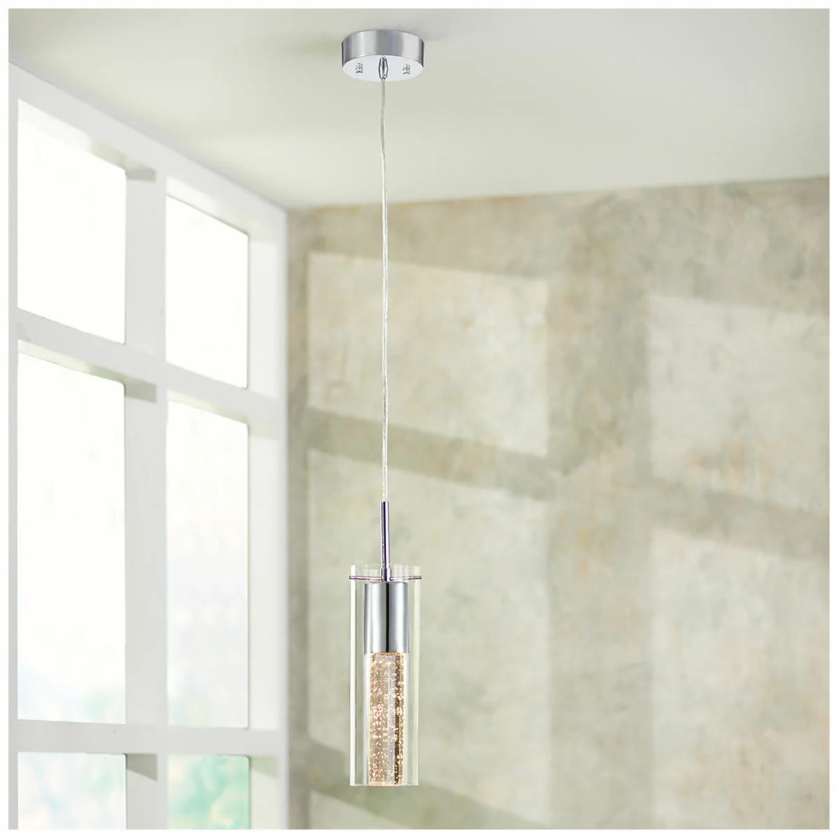 Artika Essence 1L 3CCT LED Pendant Light OME1LB-C6 Chrome Bubble Glass - Image 6