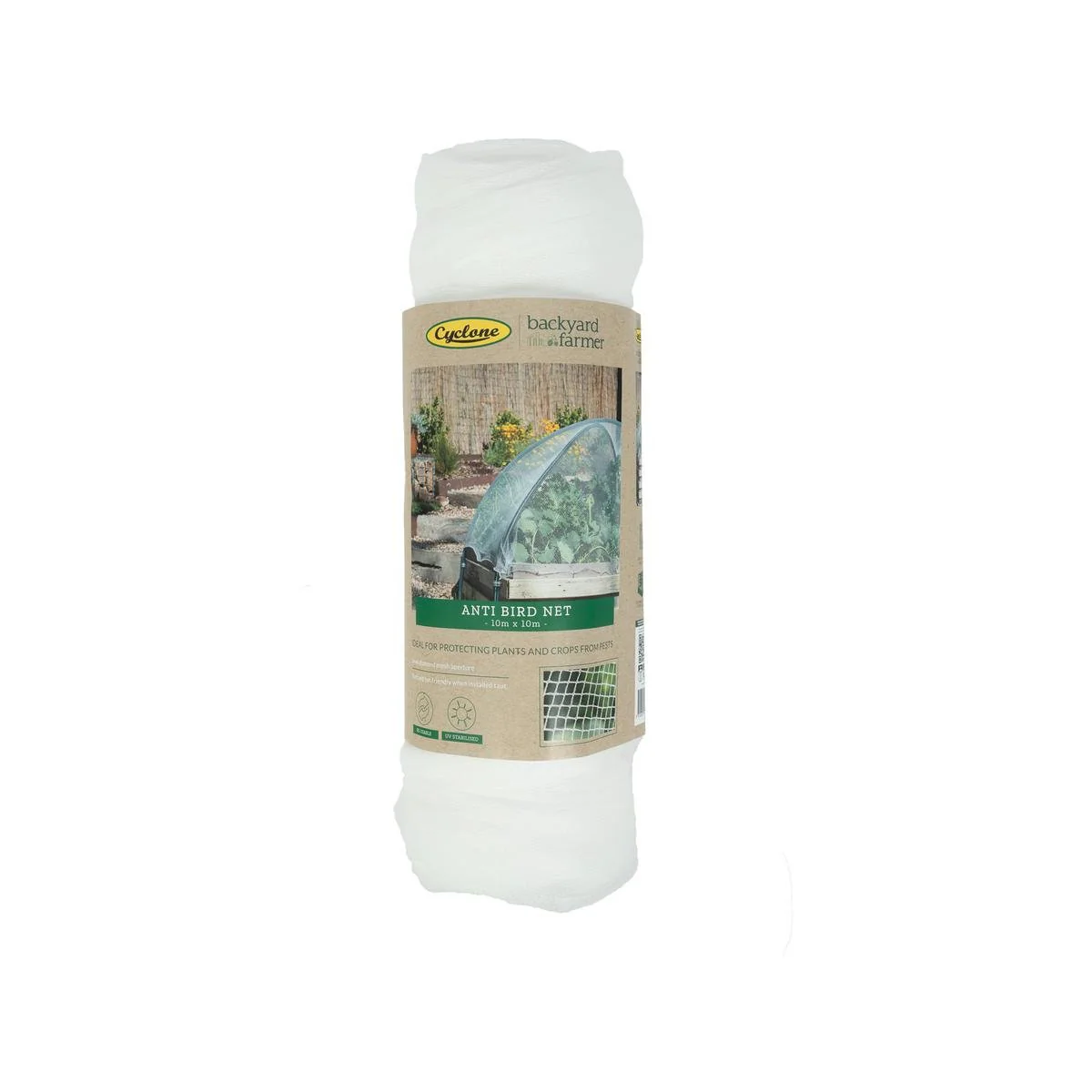 Backyard Farmer Anti Bird Net - 10 x 10m - 5mm - UV-Resistant - White - Easy Installation