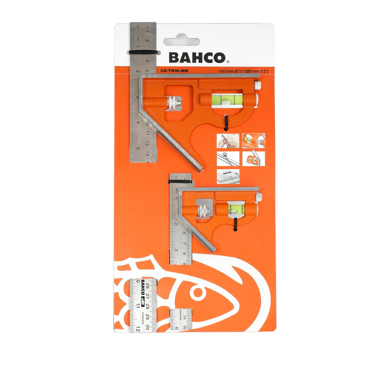 Bahco Sliding Combination Squares Twin Pack - 150mm & 300mm - Accurate Marking