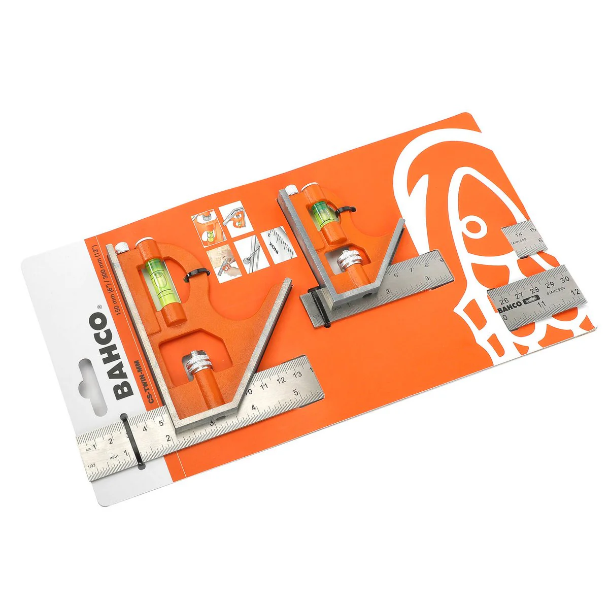 Bahco Sliding Combination Squares Twin Pack - 150mm & 300mm - Accurate Marking - Image 2