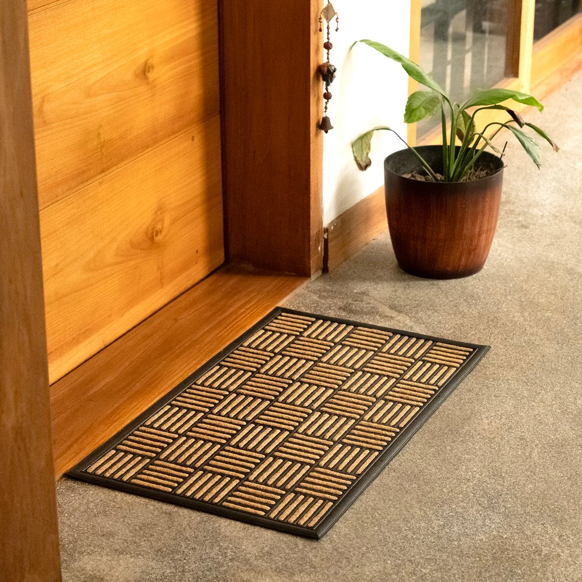 Bali Grid Coir Outdoor Mat - 45 x 75cm - Durable Dirt Trapping Design - Image 2