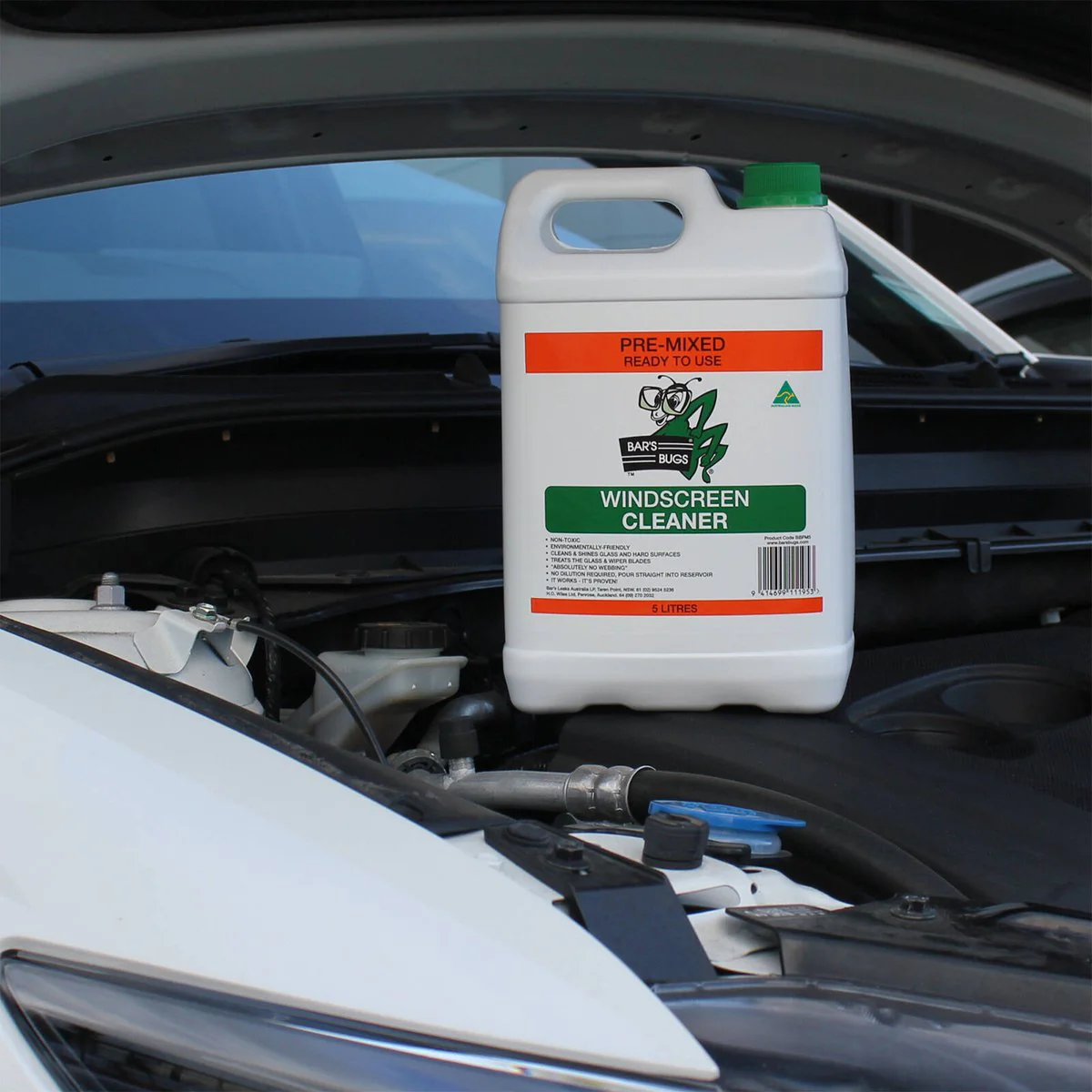 Bar S Bugs 5L Pre Mix Windscreen Cleaner - Green - Effective Grime Removal - Image 2
