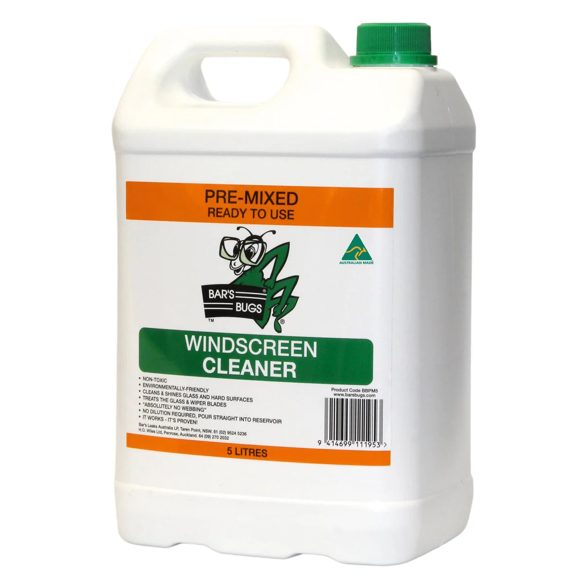 Bar S Bugs 5L Pre Mix Windscreen Cleaner - Green - Effective Grime Removal - Image 4