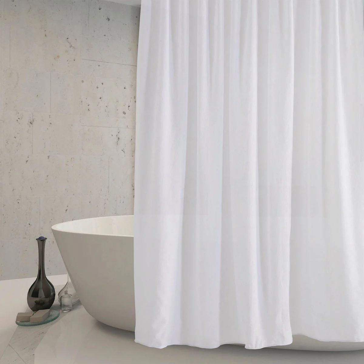 Barelli Checkerboard Jacquard Shower Curtain 180cm x 180cm - Image 2