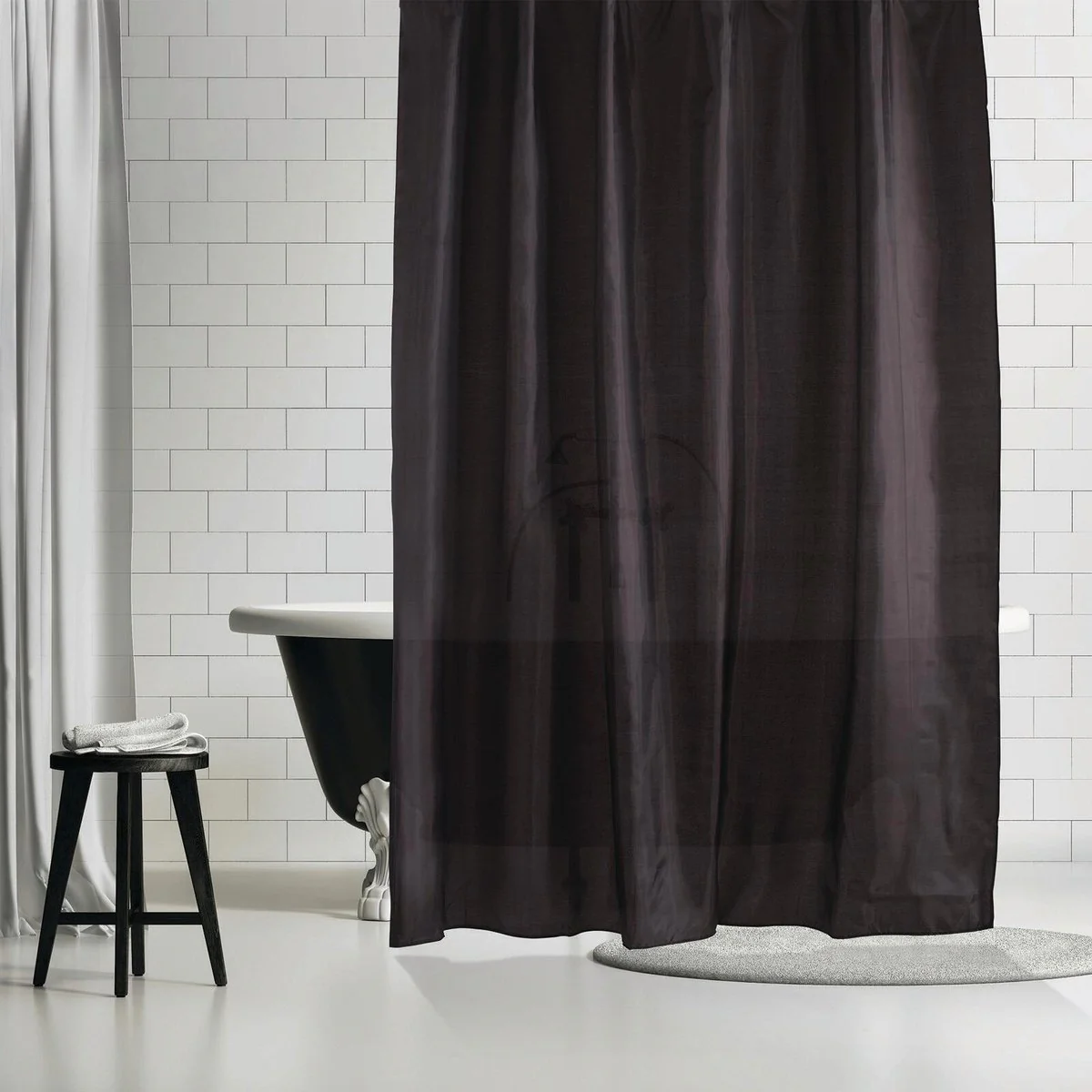Barelli Polyester Shower Curtain - 180 x 180cm - Midnight Slate - 12 Rings - Image 2