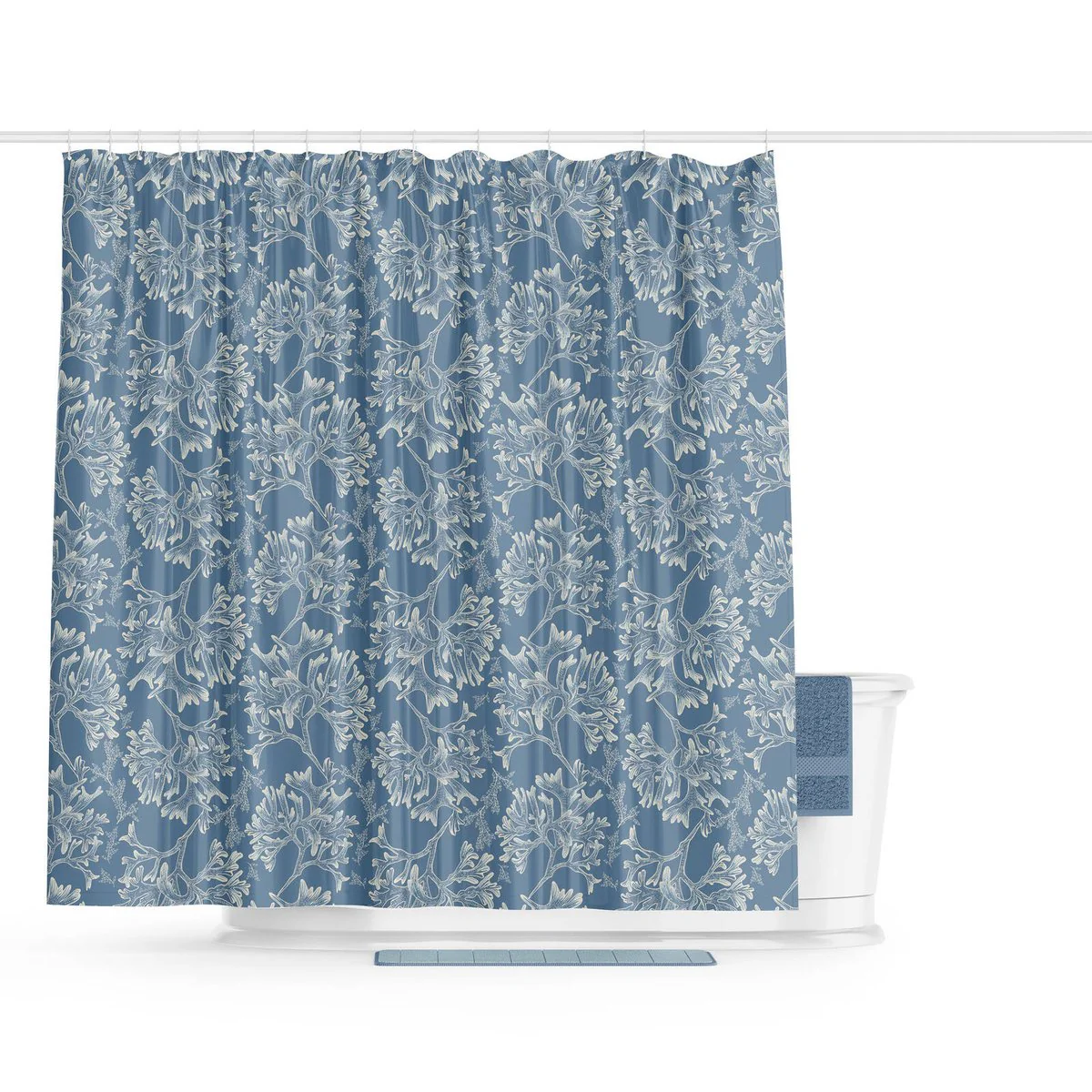 Barelli Shower Curtain - 180 x 180cm - Coral Blue - Water-Resistant - Image 2