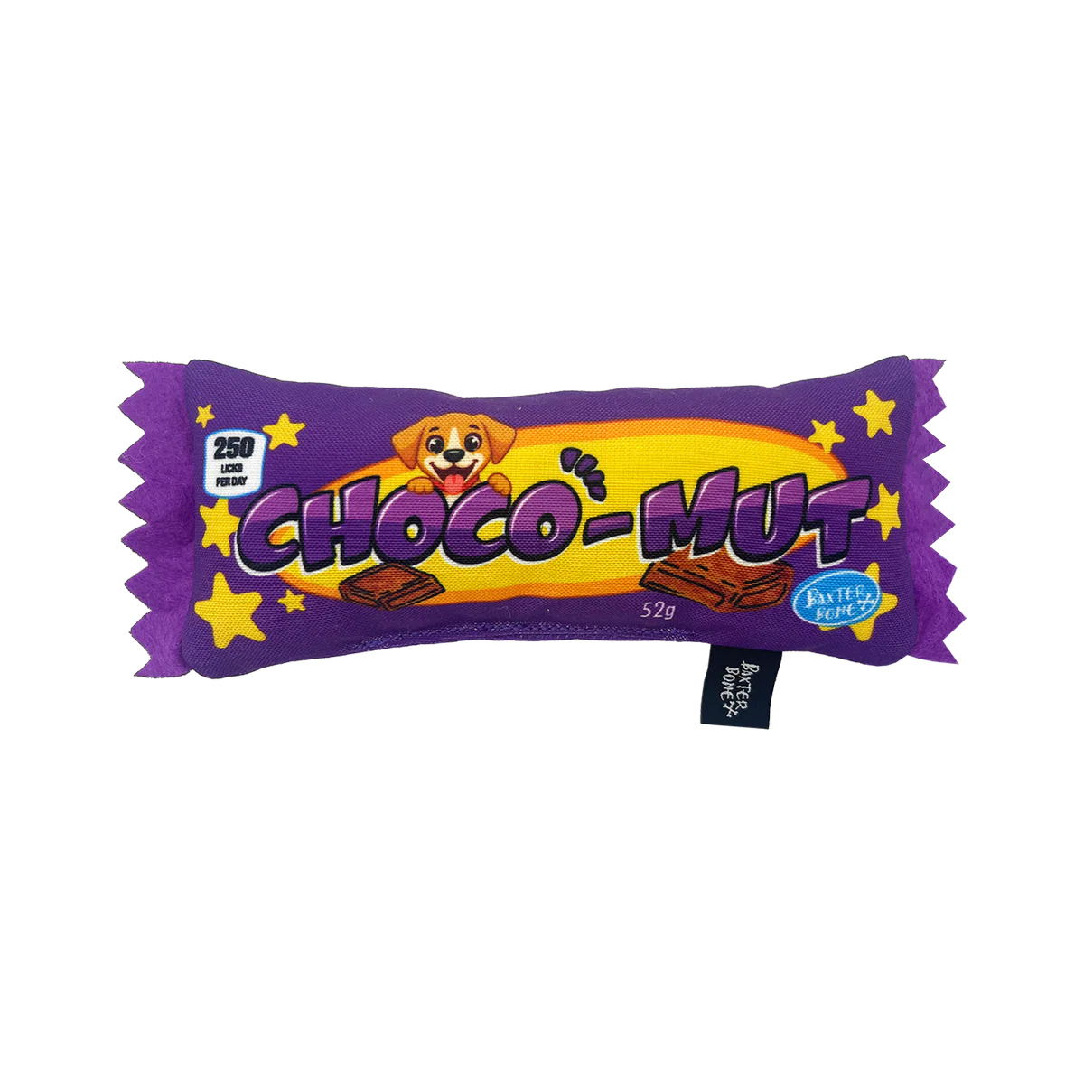 Baxter Bone Choco Mut Candy Bar Pet Toy - Plush Interactive Chew Toy 220mm