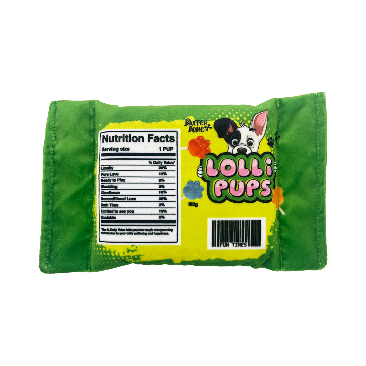 Baxter Bone Lolli Pups Pet Toy - XL Squeaker - 220mm x 135mm - Durable - Image 3