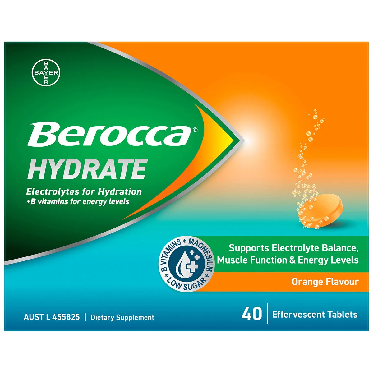 Berocca Hydrate Orange Electrolyte Effervescent Tablets 2 x 40 - Image 2