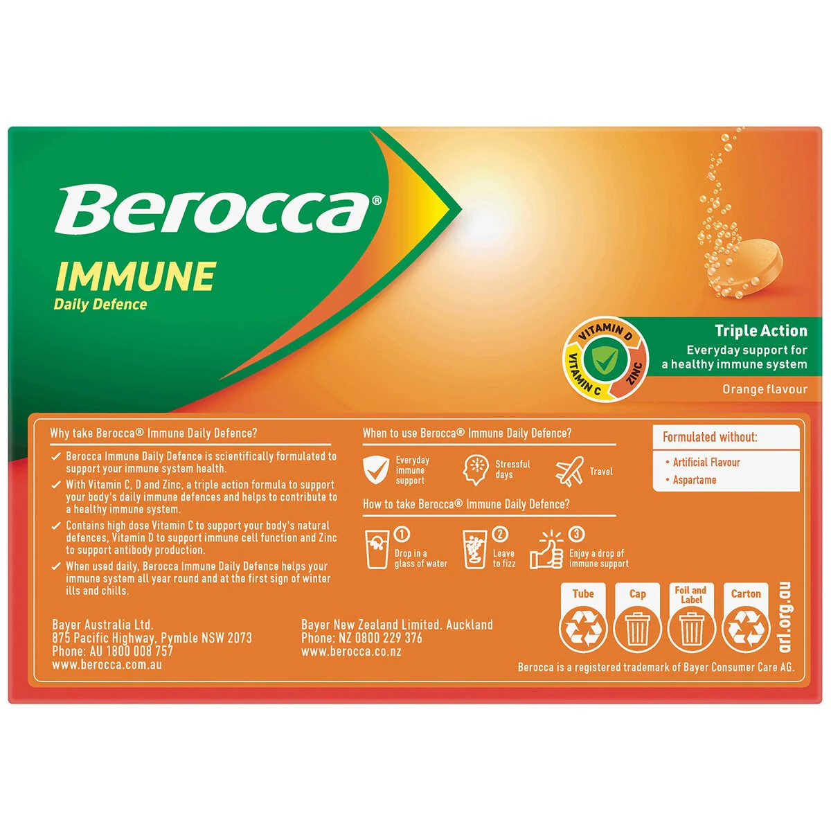 Berocca Immune Daily Defence Orange Effervescent Tablets 2 x 45 - Image 2