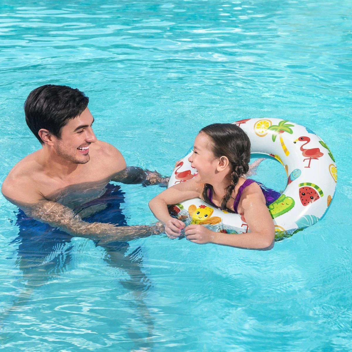 Bestway Flamingos Sandy Shore Swim Tube - 1 Pack - 530mm - Tropical Design - Image 2