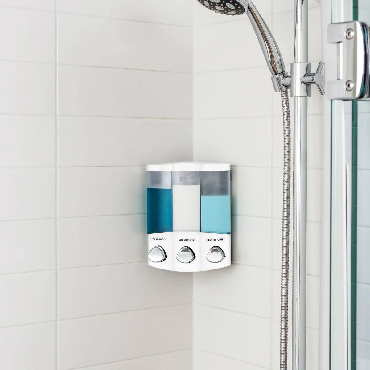 Better Living Trio Shower Dispenser - 3 x 435ml - White - Clutter-Free - Image 3