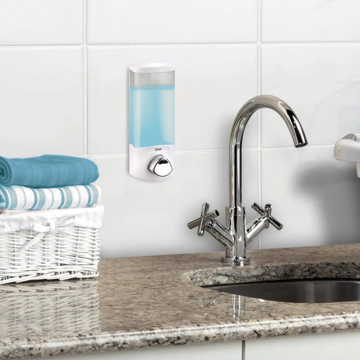 Better Living Uno Soap and Sanitiser Dispenser 1 - 360ml - White - Wall-Mounted - Image 3