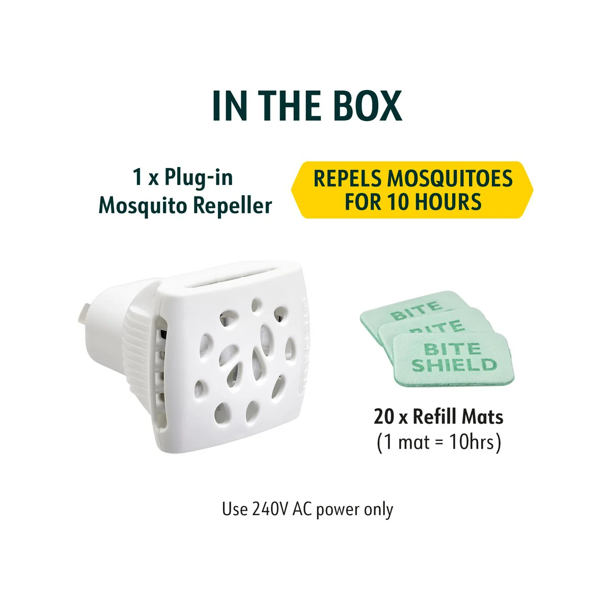 Bite Shield Natural Plug-in Mosquito Repeller - 1 Unit - 20 Refill Mats - 240V - Image 4