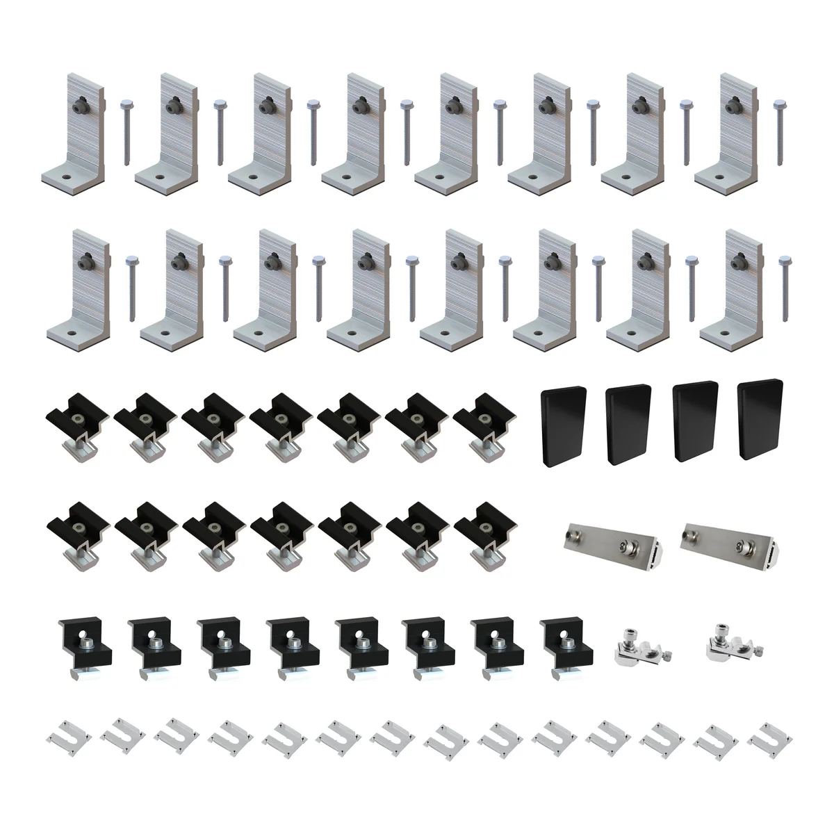 Black Tin Kit 30 35mm - Solar Panel Mounting Kit for 8 Panels - Black
