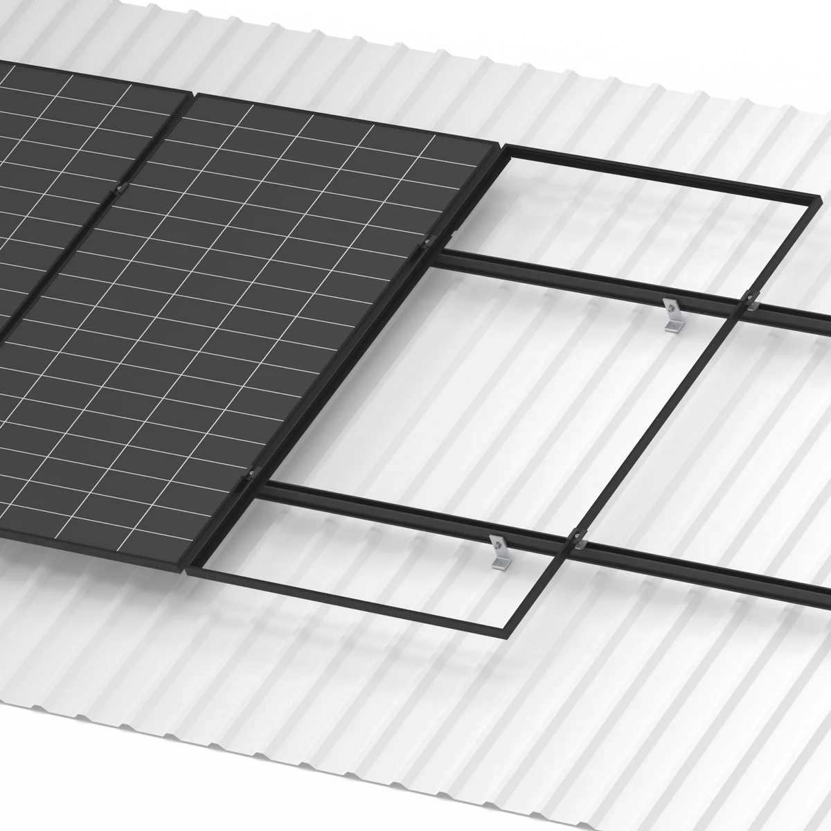 Black Tin Kit 30 35mm - Solar Panel Mounting Kit for 8 Panels - Black - Image 4