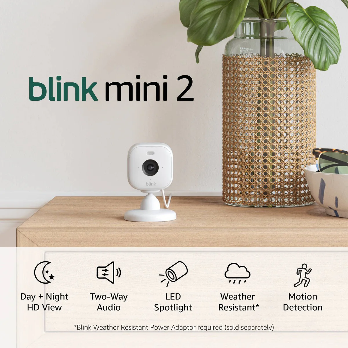 Blink Mini 2 Smart Security Camera - 2 Pack - 1080p HD - White - Indoor/Outdoor - Image 2