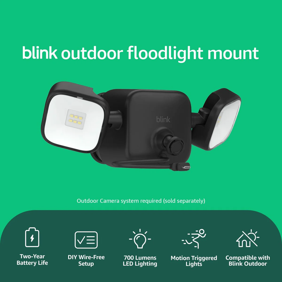 Blink Outdoor Floodlight Mount - 700 Lumens - Wireless - Black - Image 4