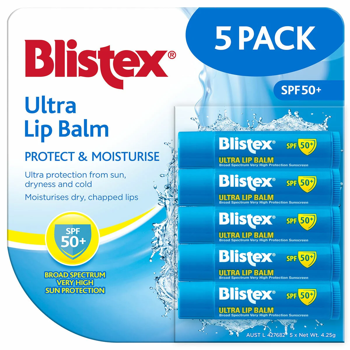 Blistex Ultra Lip Balm SPF50+ 5 Pack Moisturising PABA Free
