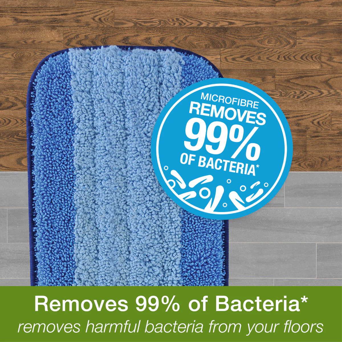 Bona Microfiber Cleaning Pad - 1 Piece - 255mm - Dark Blue & Light Blue - Dual-Zone Design - Washable & Reusable - Image 2