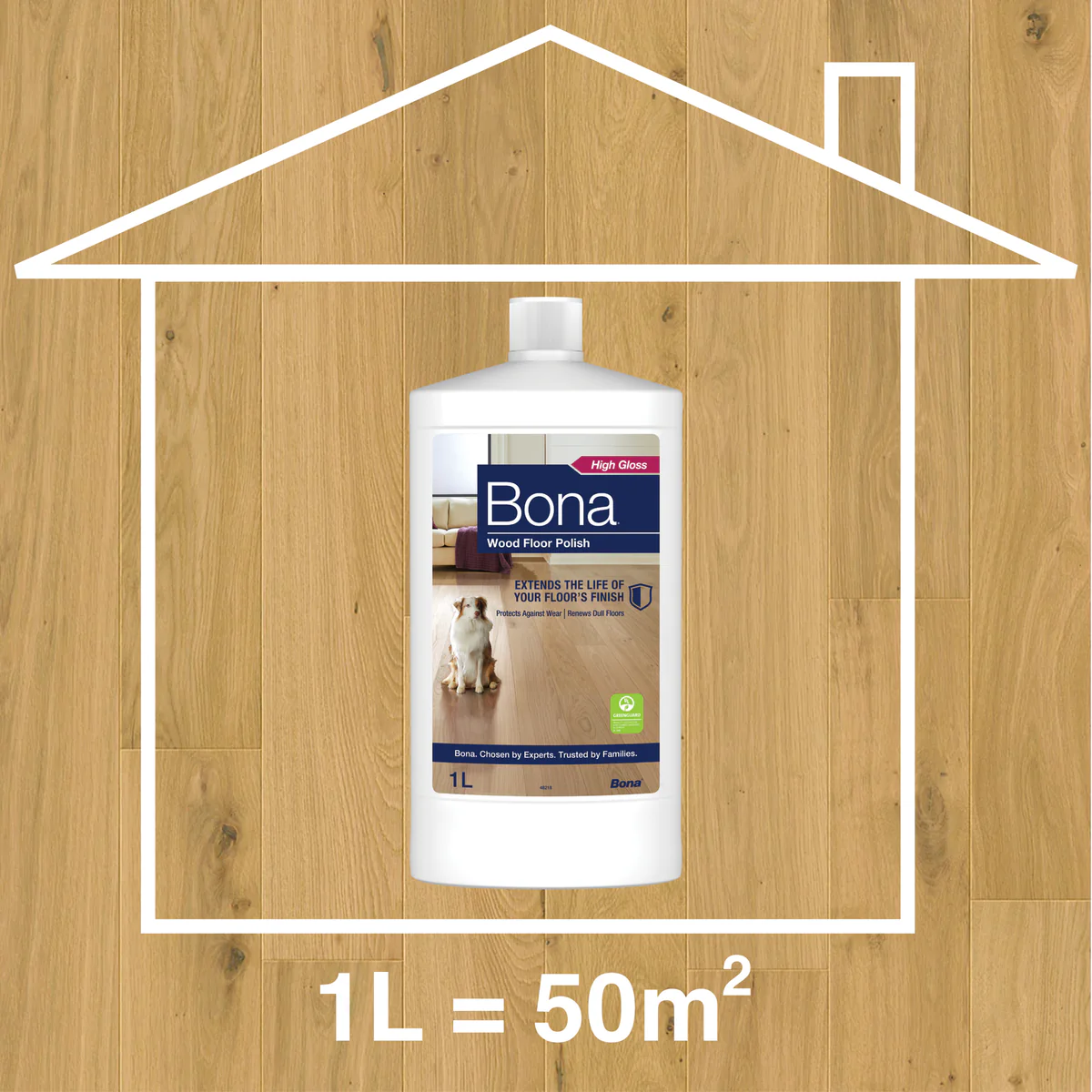 Bona Polish Wood Floor 1L Gloss - Restores Shine - Protects Against Wear - Image 2