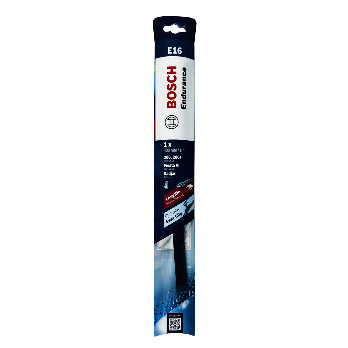 Bosch 16" 400mm e16 Flat Endurance Wiper Blade - Hook Type Adapter - Long-Life Rubber - Quiet Wiping Action - Image 2