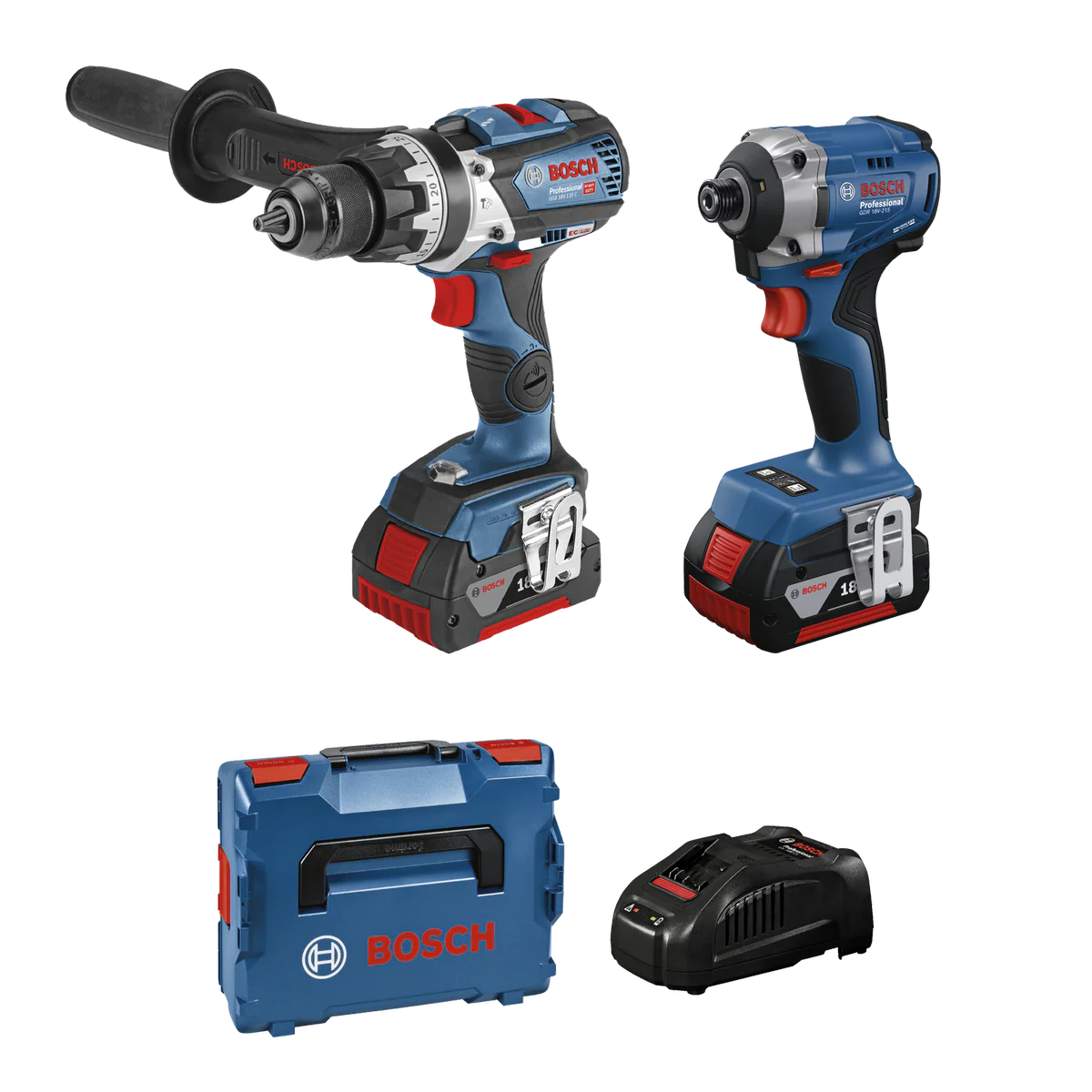 Bosch 18V Professional Brushless Hammer Drill & Impact Driver Kit - 2 Piece - 2 x 5.0Ah Batteries - 110 Nm & 215 Nm Torque - Image 4