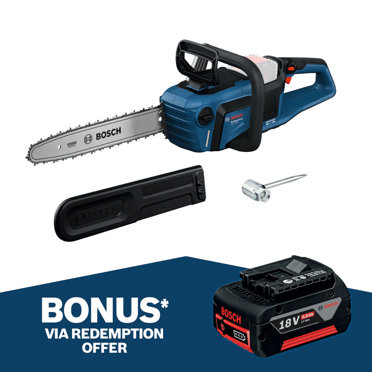 Bosch 18V Professional Chainsaw - 40cm Bar - Brushless Motor - OptiCut