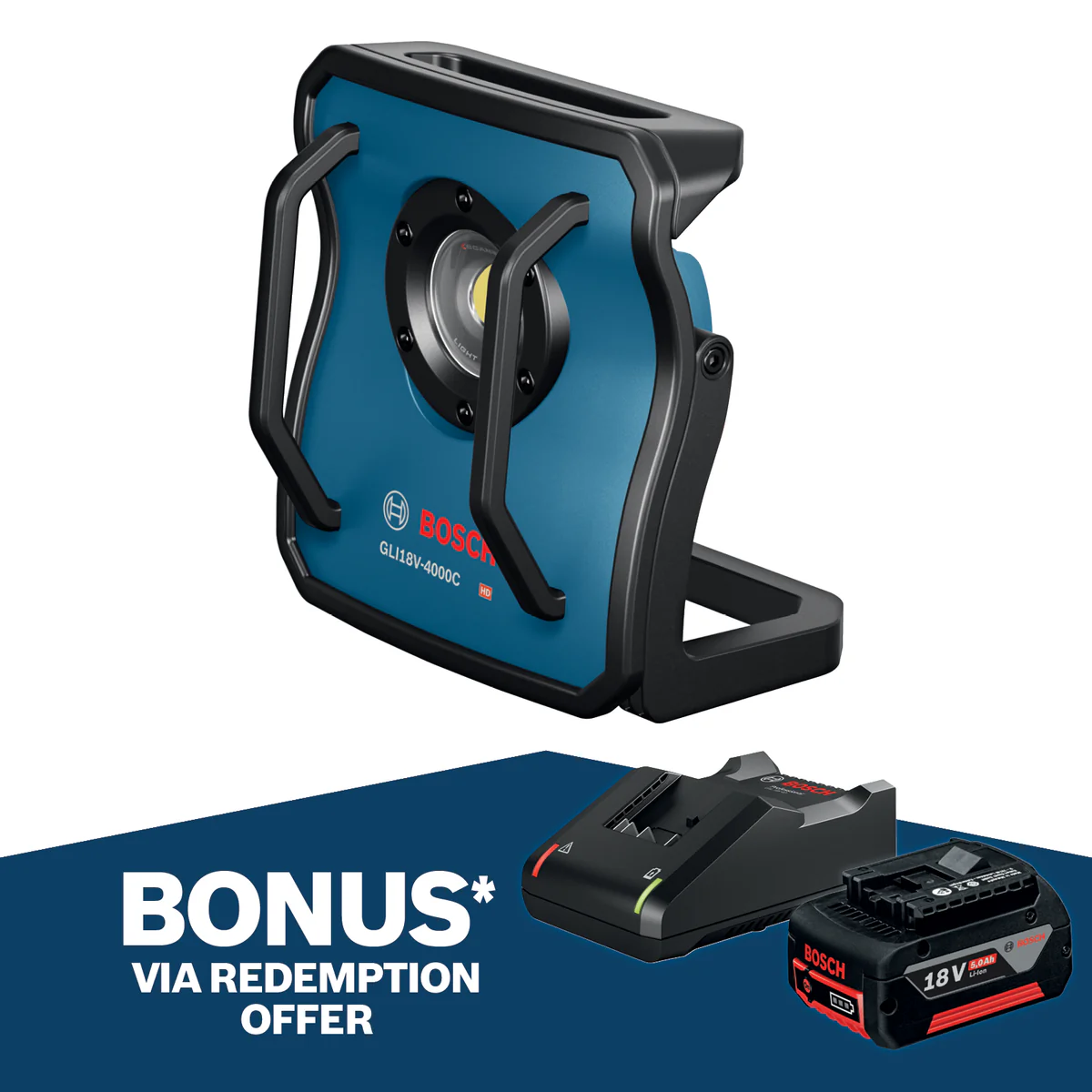 Bosch 18V Worklight - 4000lm - Metal - Bluetooth Control