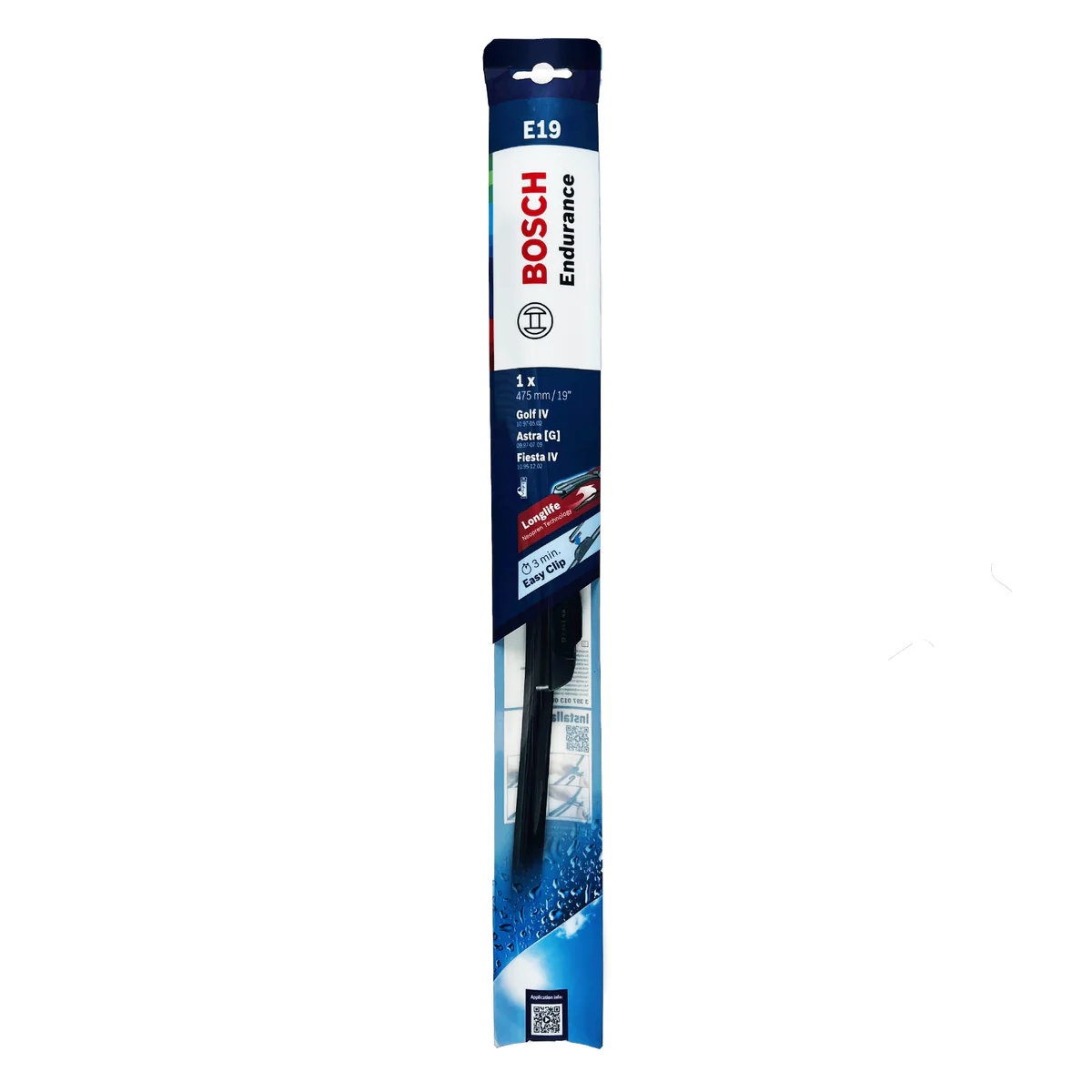 Bosch 19" Flat Endurance Wiper Blade - 475mm - Hook Type - Long-Life Rubber - Image 2