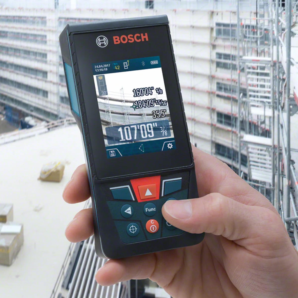 Bosch Professional Distance Measurer - 150m - Red Beam - Bluetooth IP54 - Image 3