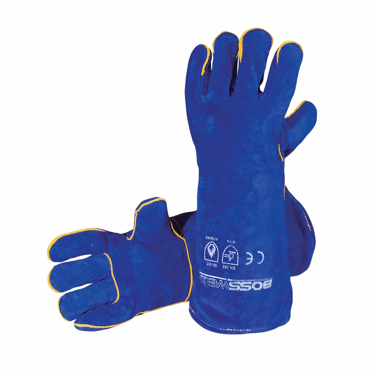 Bossweld 16 Blue Welding Gloves - Heavy Duty Gauntlet - 40cm Length