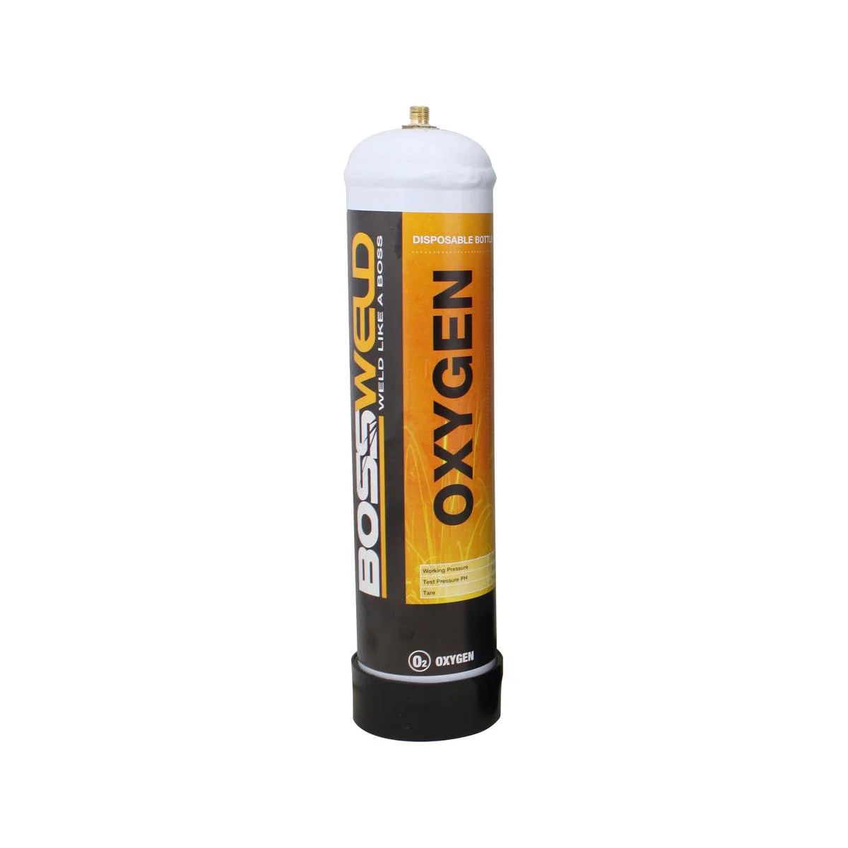 Bossweld 950ml Oxygen Disposable Gas Bottle - Compact & Lightweight