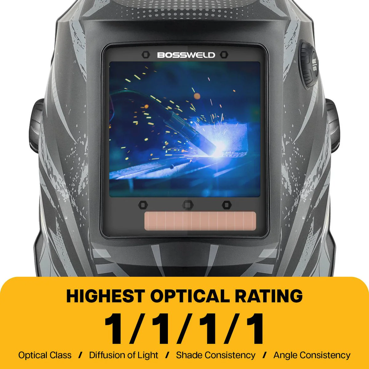 Bossweld Firestorm Welding Helmet - Variable Shade 4-8 / 9-13 - 100 x 93mm Viewing Area - Lightweight & Durable - Image 5