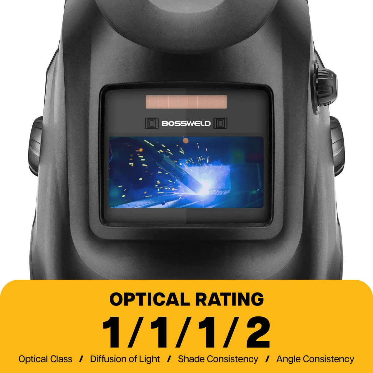 Bossweld Jet Electronic Welding Helmet - Variable Shade 4-8 / 9-13 - 96 x 44mm Viewing Area - Lightweight - AS/NZS Certified - Image 5