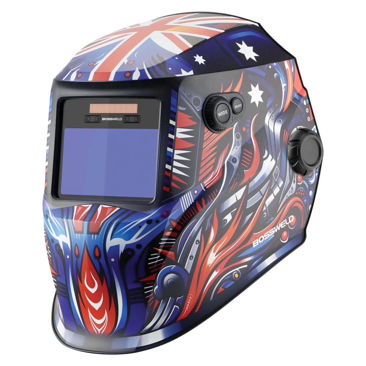 Bossweld Ozzie Variable Shade Welding Helmet - Dual Shade 4-8 / 9-13 - 100 x 60mm Viewing Area - Lightweight & Durable
