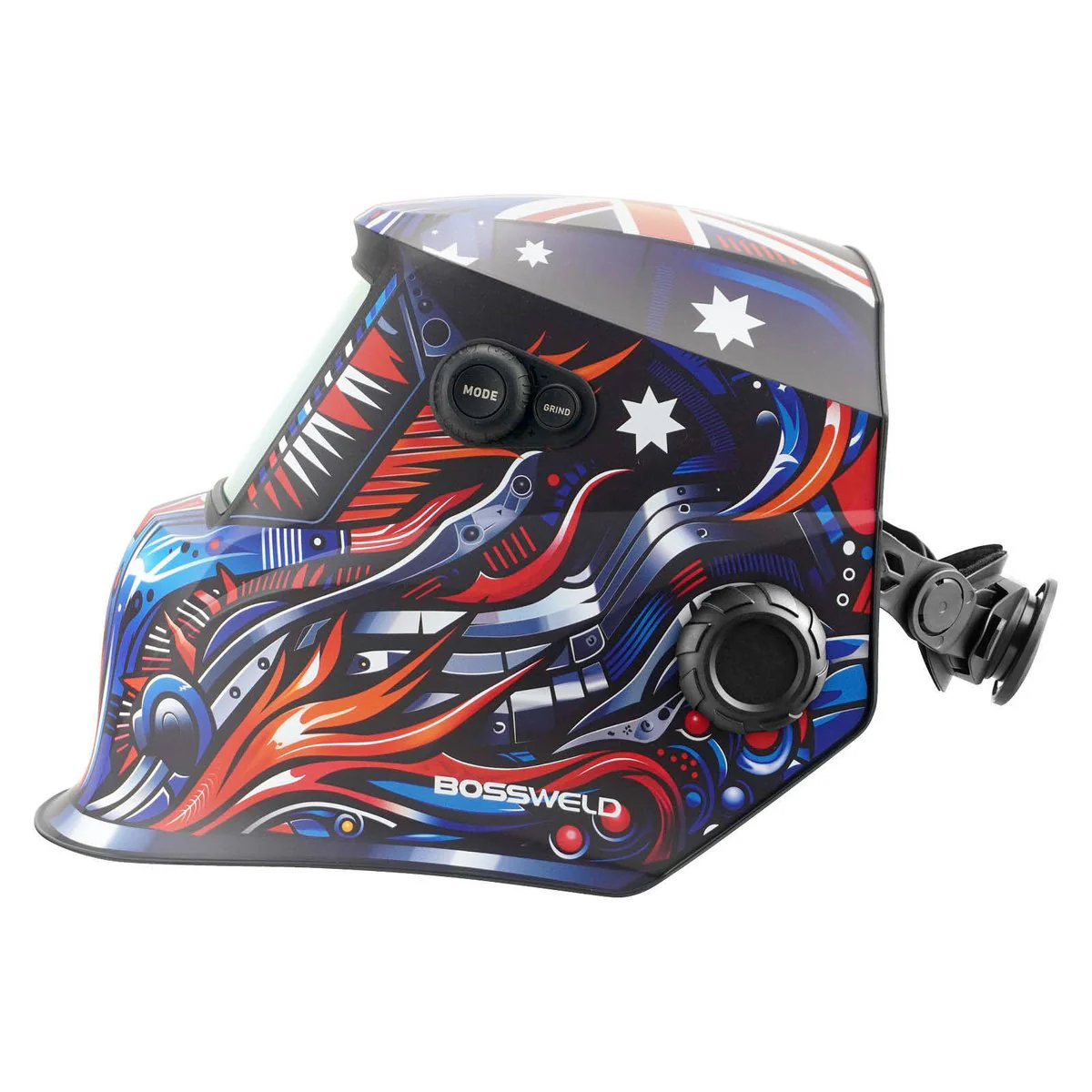 Bossweld Ozzie Variable Shade Welding Helmet - Dual Shade 4-8 / 9-13 - 100 x 60mm Viewing Area - Lightweight & Durable - Image 3