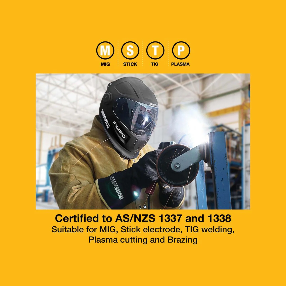 Bossweld Welding Helmet - 62mm - Dual Shade - Panoramic View - Image 4