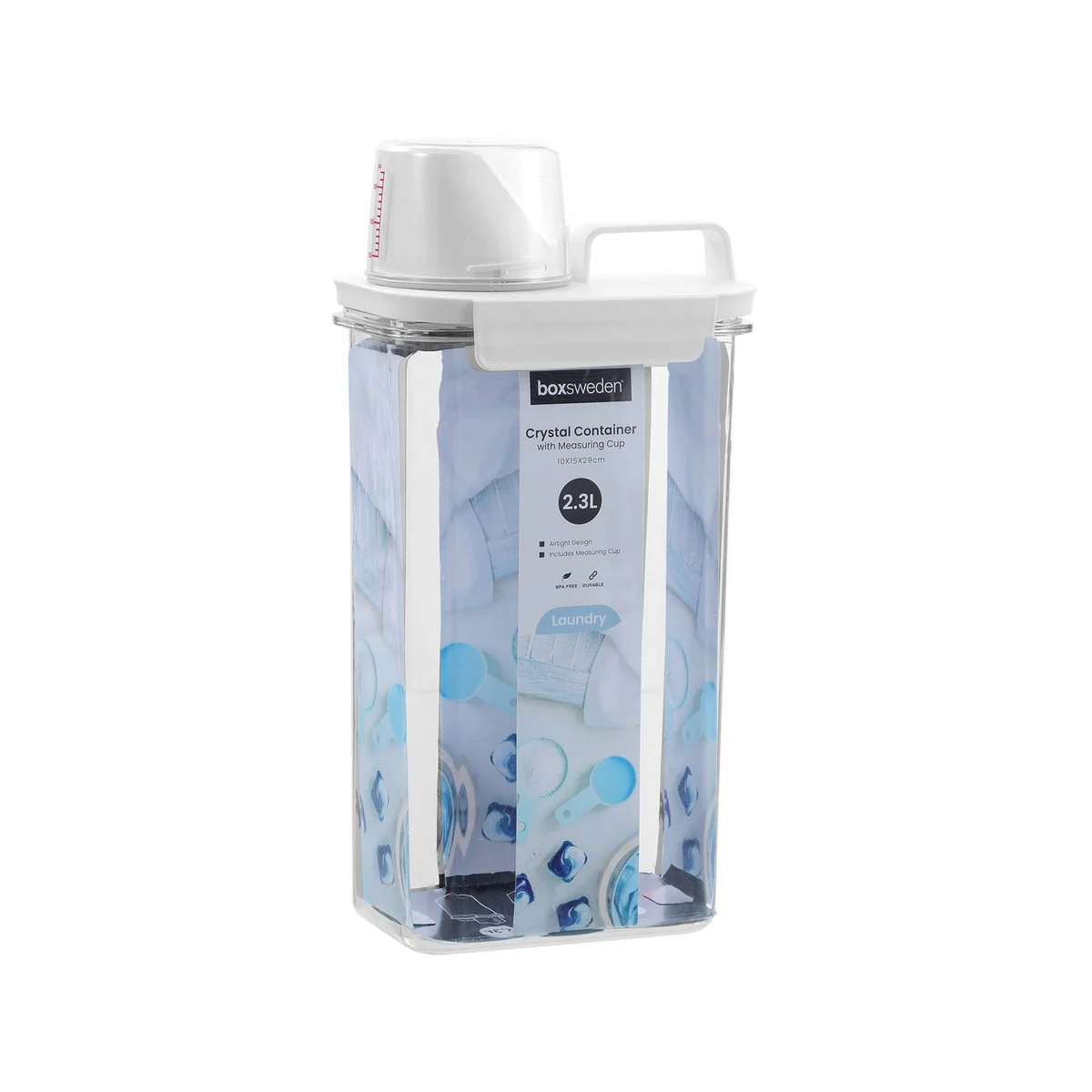 Boxsweden 2.3L Large Crystal Laundry Container - Clear - Airtight Design - Image 3