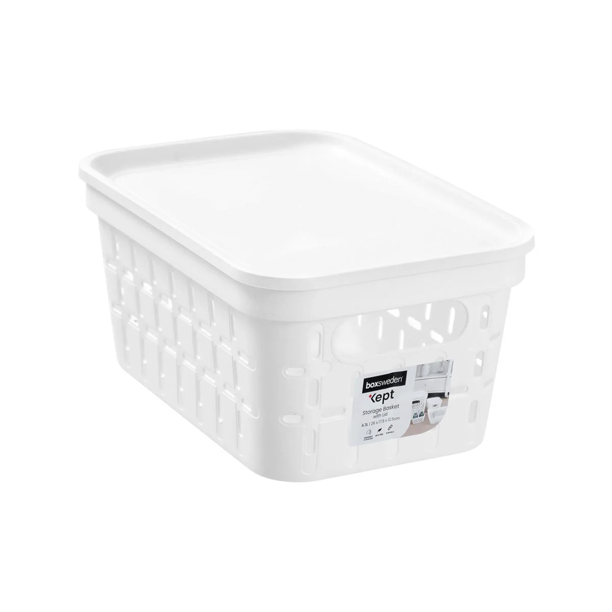 Boxsweden Kept Storage Basket - Small 26x17.5x12.5cm - White - Stackable