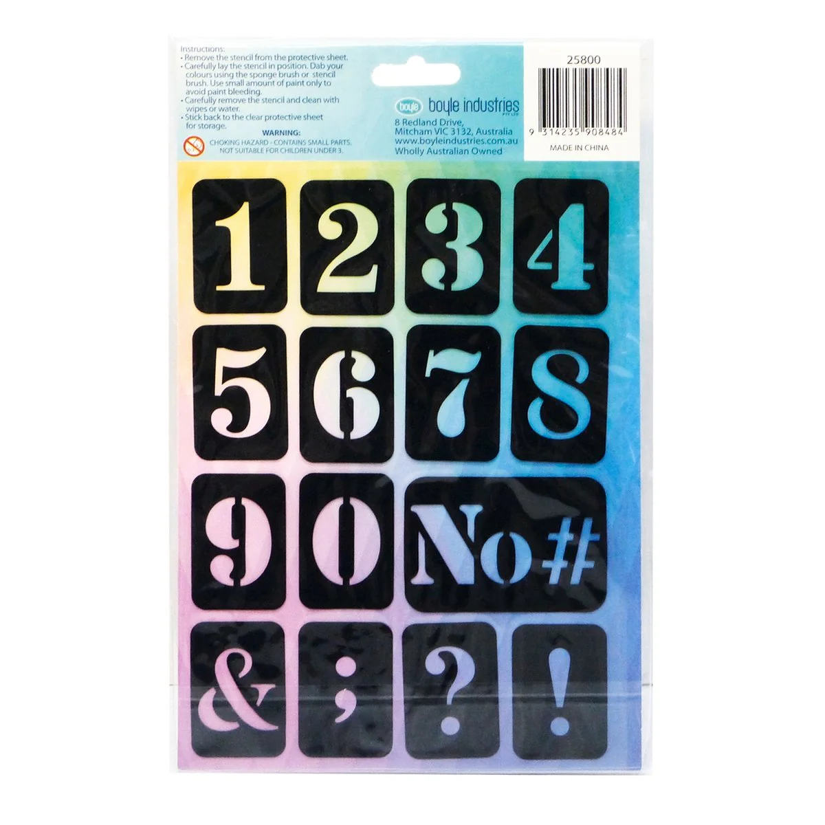 Boyle Adhesive Stencil Starter Kit - 2 Sheets - 160mm x 10mm x 250mm - Image 2