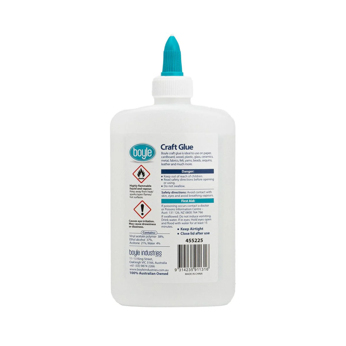 Boyle Adhesive Craft Glue 225ml - Quick Drying - Clear - Image 2