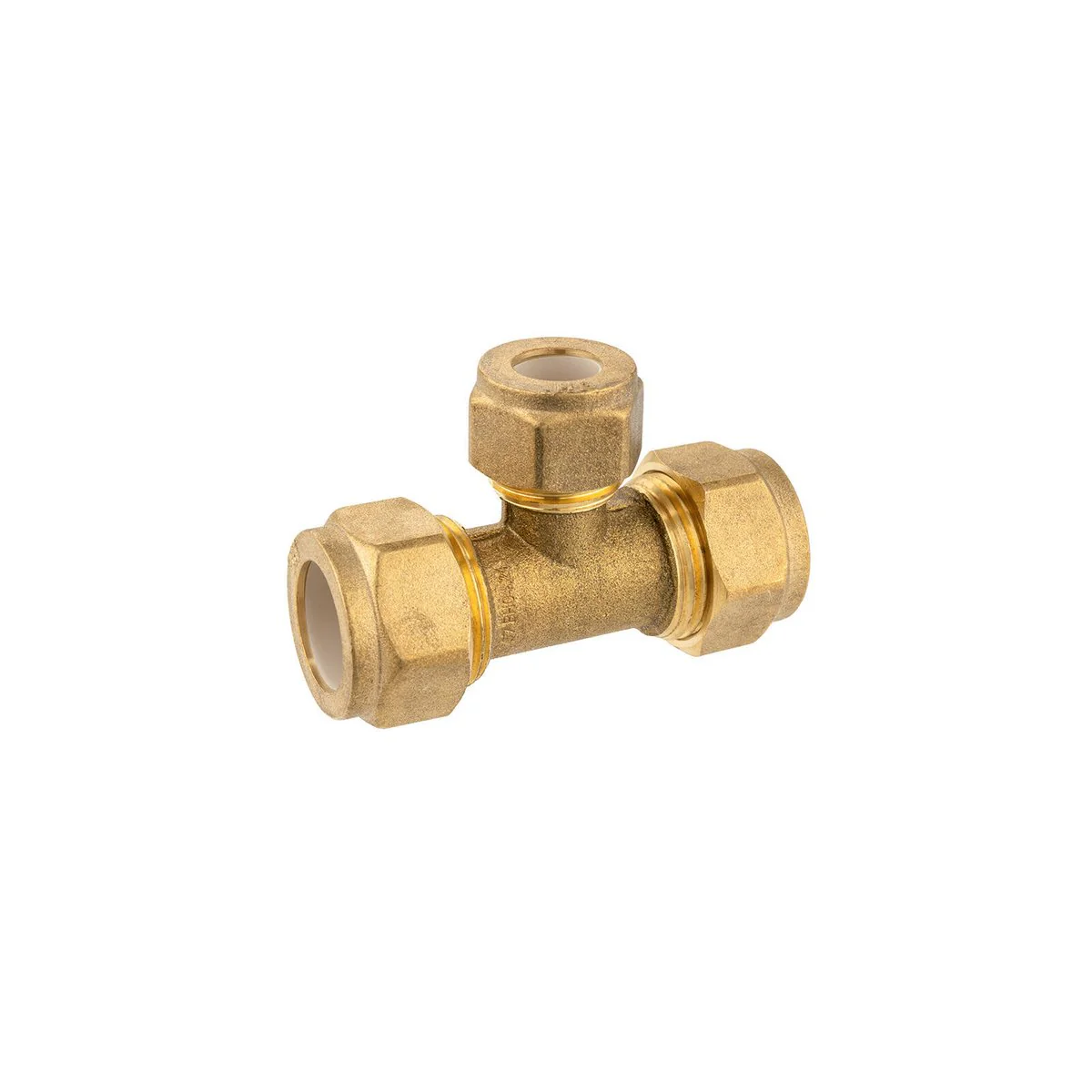 Brasshards Brass Compression Tee 20c x 20c x 15c - Lead-Free - Tool-Free Installation