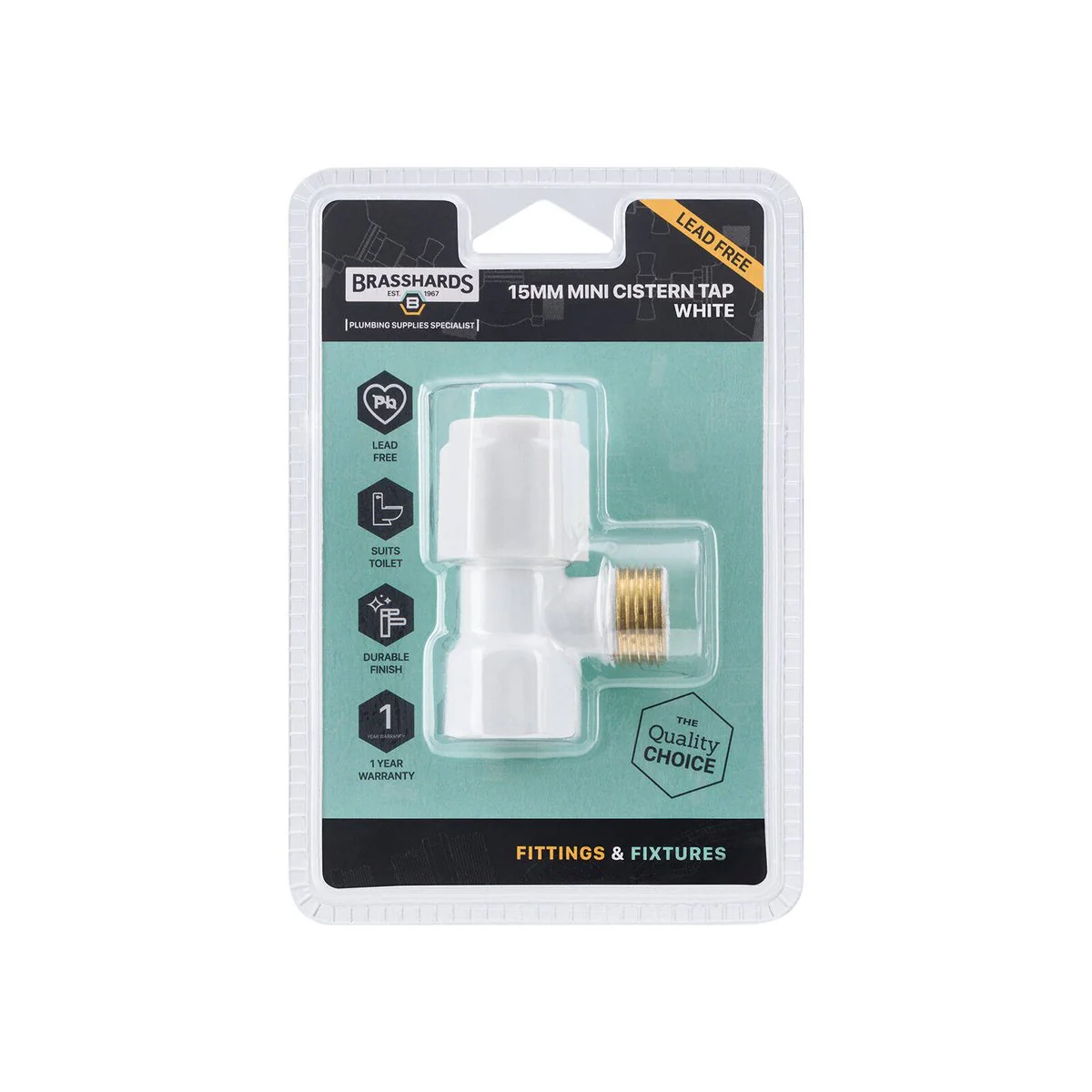 Brasshards Mini Cistern Tap 15mm White Lead Free - Compact Design - Durable - Image 3