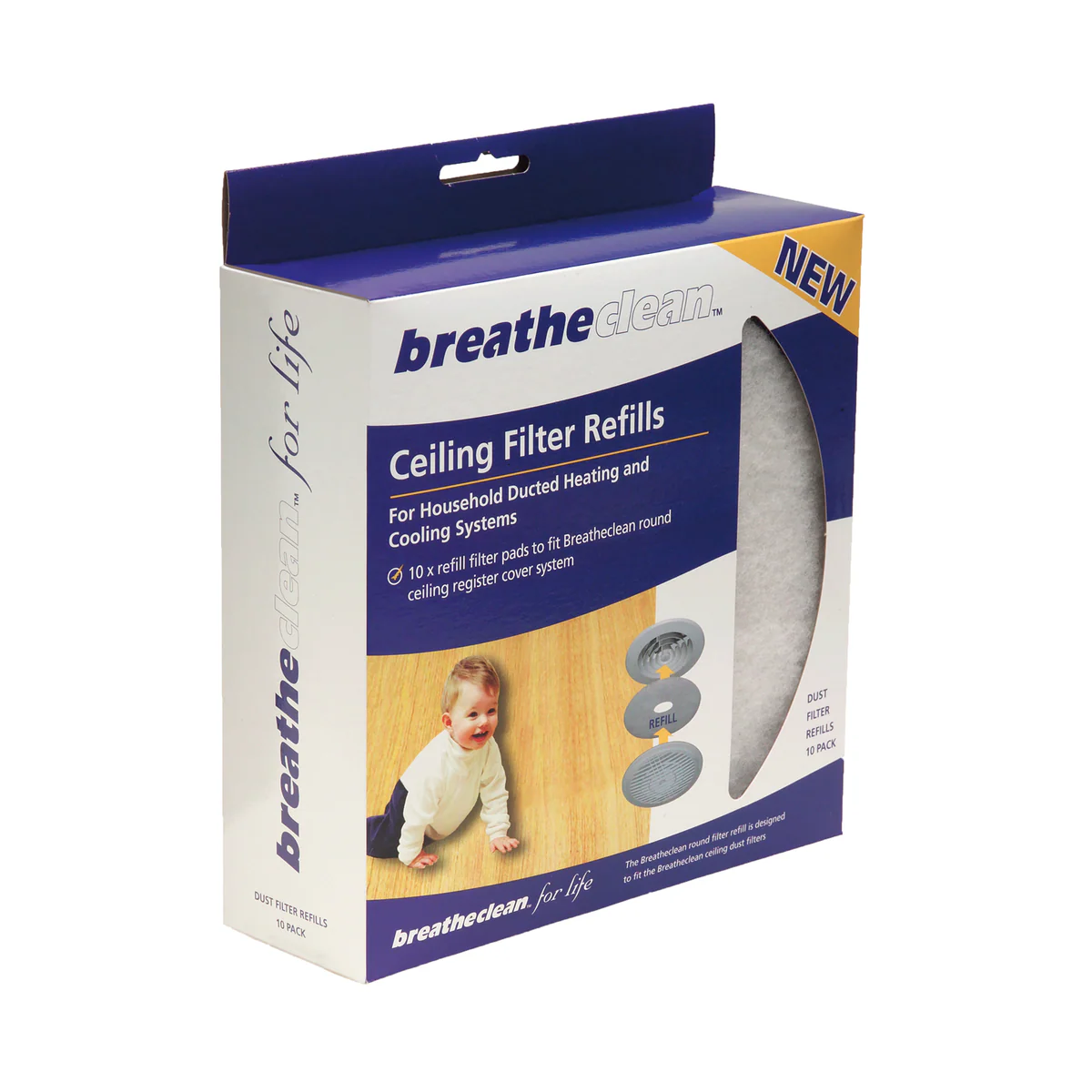 Breatheclean Ceiling Filter - 10 Pack - Dust Reduction - Easy Install